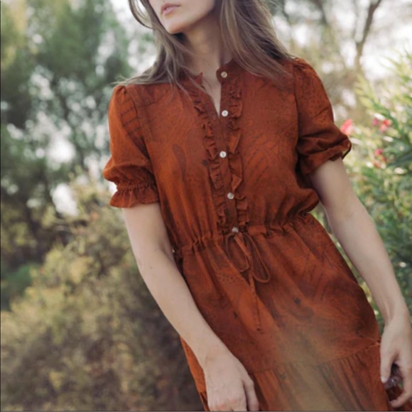 SOLD Christy Dawn Elle Dress in Pumpkin Paisley M - Picture 2 of 7